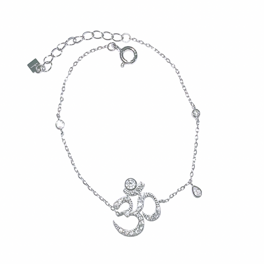 Silver & White Sacrosanct Aum Bracelet (925)