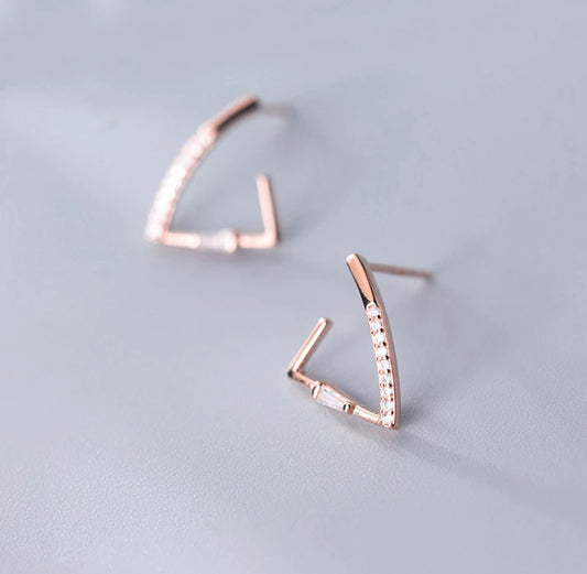 Rose Gold Dainty Triangular Stud