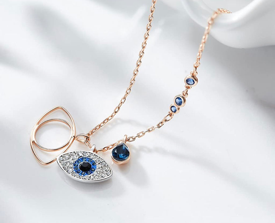 Moonlight Rose Gold Evil Eye Necklace