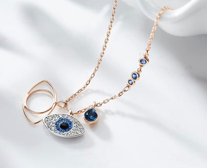 Moonlight Rose Gold Evil Eye Necklace