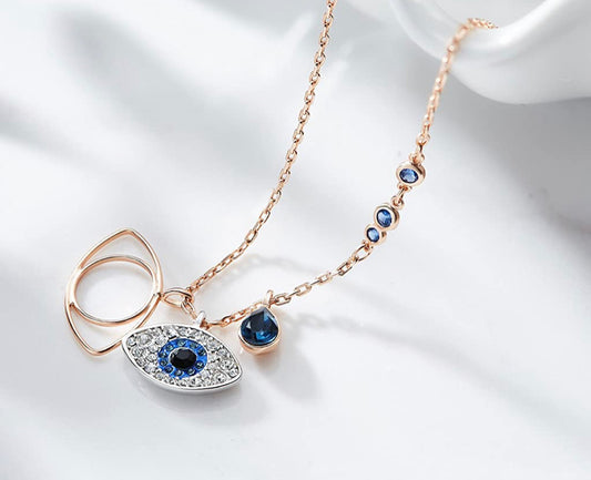Moonlight Rose Gold Evil Eye Necklace