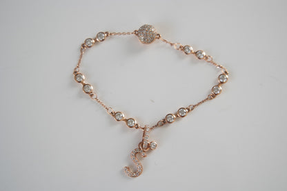 Rose Gold 14k Moissanite charm initial bracelet