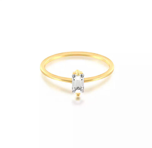Gold Emerald Solitaire Stack Ring