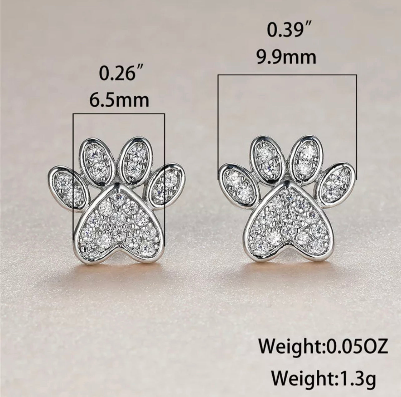 Pave Paw Print Earring