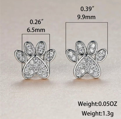 Pave Paw Print Earring