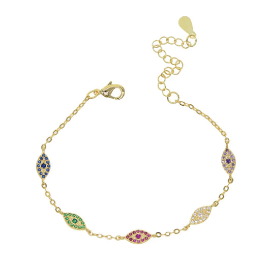 Rainbow Evil Eye Bracelet