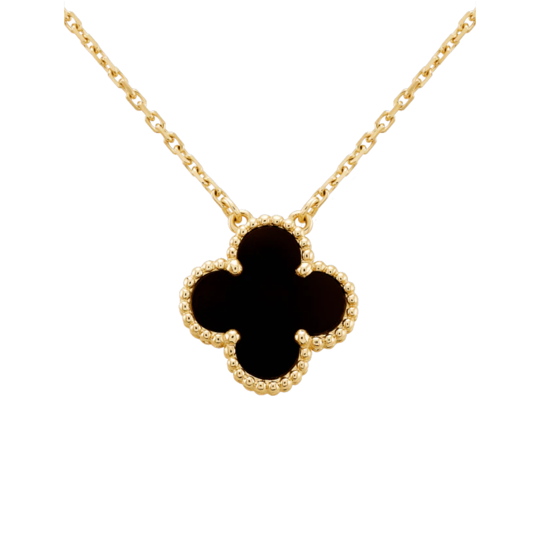 Black & Gold Clover Floating Pendant Necklace (925)