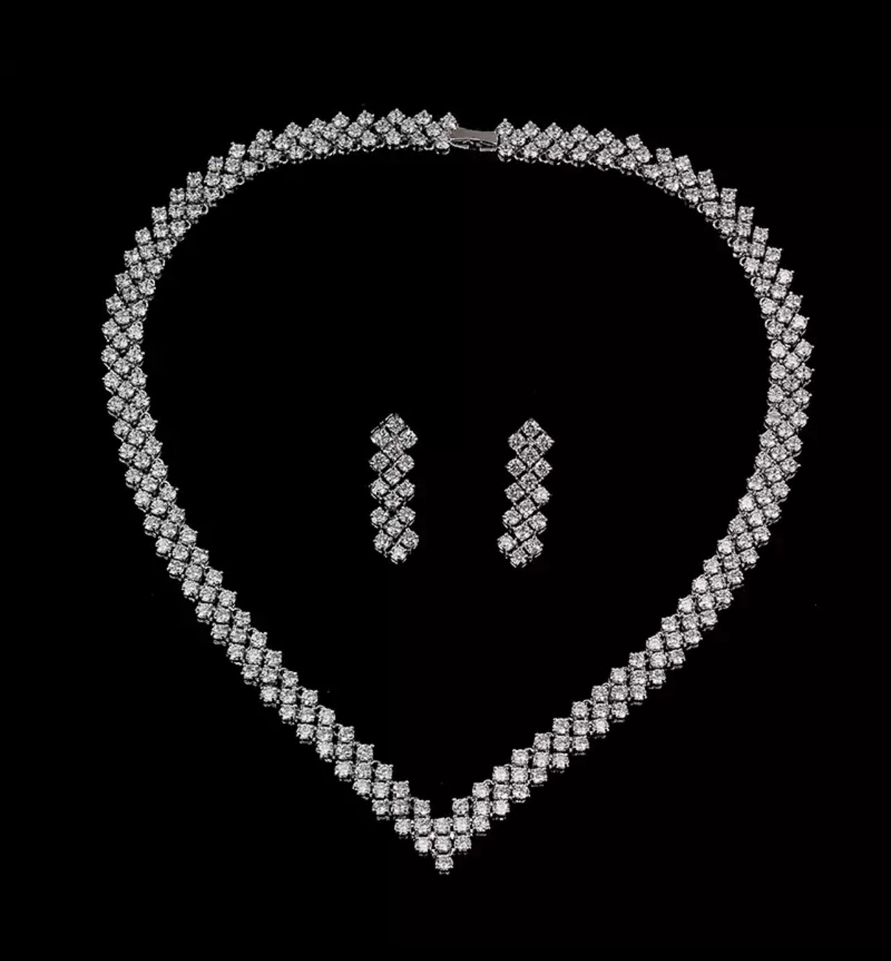 V Tennis Bridal Necklace