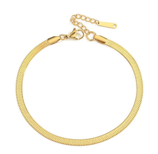Gold Herringbone Anklet (4mm)