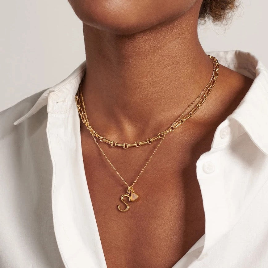 Birthstone  Initial Necklace (925)