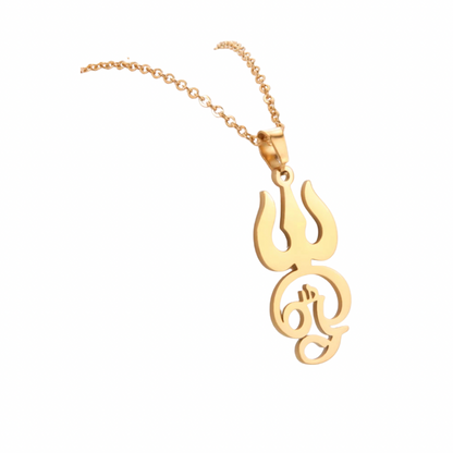 Gold Trident Aum Necklace