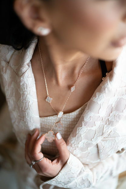 Ayesha Seedat Rose Gold & Pearl Glam DropClover Set (925)