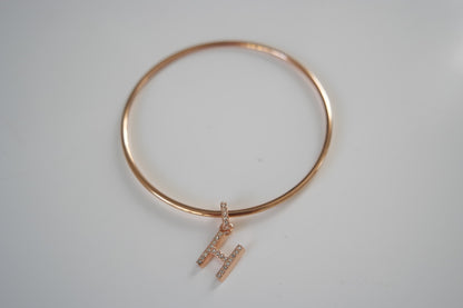 Kids Rose Gold Initial Bangle