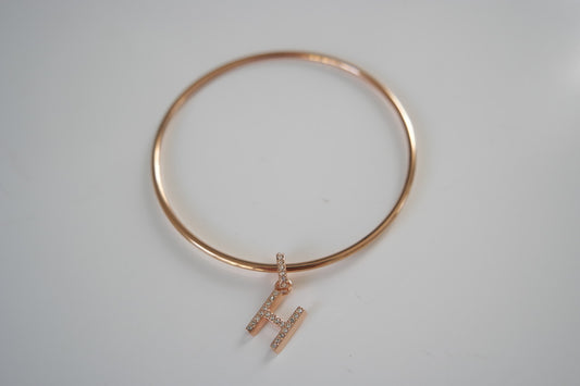 Kids Rose Gold Initial Bangle
