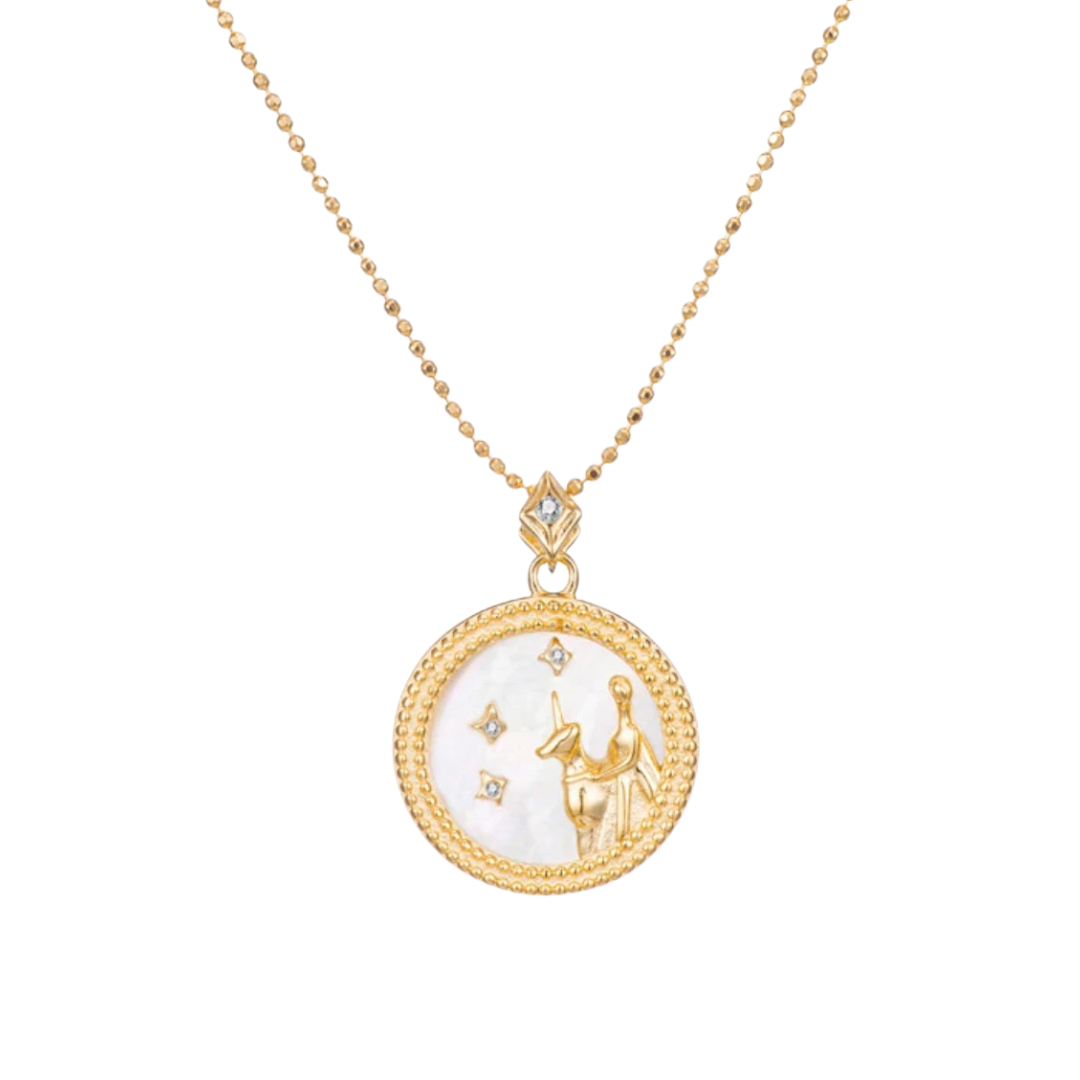 Art Deco Mother Of Pearl Art Deco Necklace (925, Vermeil)