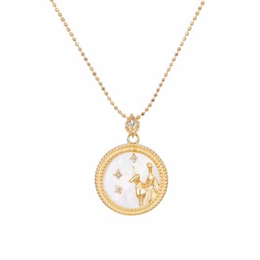 Art Deco Mother Of Pearl Art Deco Necklace (925, Vermeil)