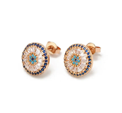 Antique Gold Starlight Evil Eye Stud