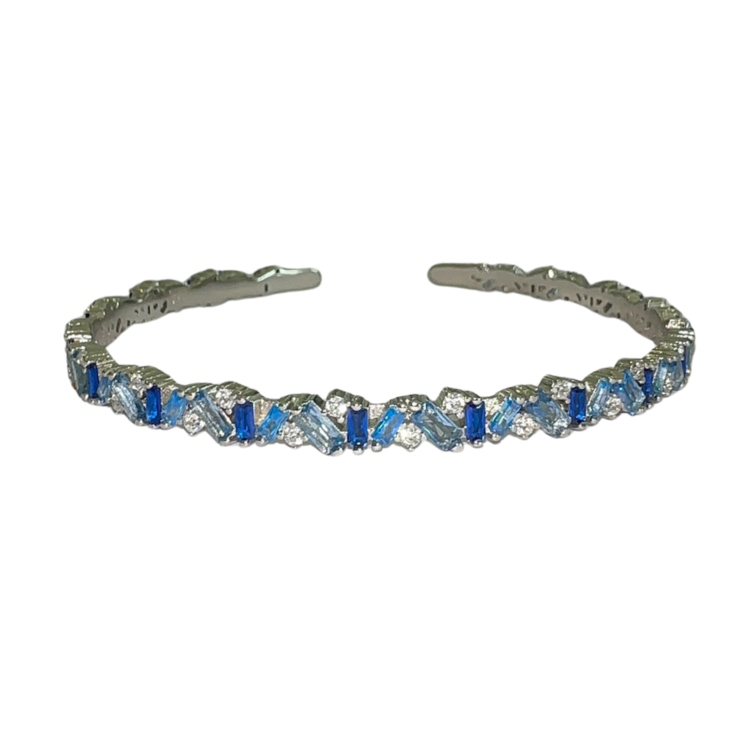 Silver Denim Blues Bon Bon Bangle (925, Platinum Vermeil)