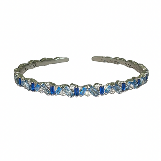 Silver Denim Blues Bon Bon Bangle (925, Platinum Vermeil)