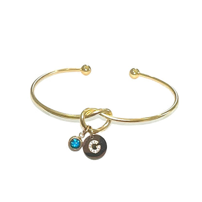 The Infinity Knot Birthstone Initial Bangle