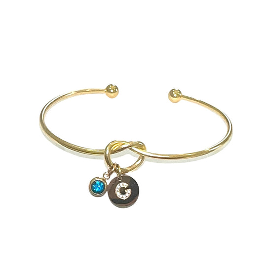 The Infinity Knot Birthstone Initial Bangle