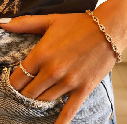 Silver Pave Glam Evil Eye Bracelet
