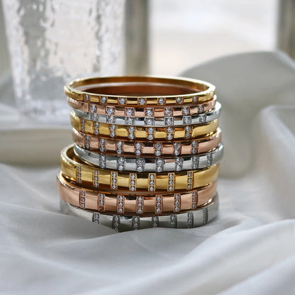 Bejewelled Bangle (4mm) (Gold, Silver, Rose)