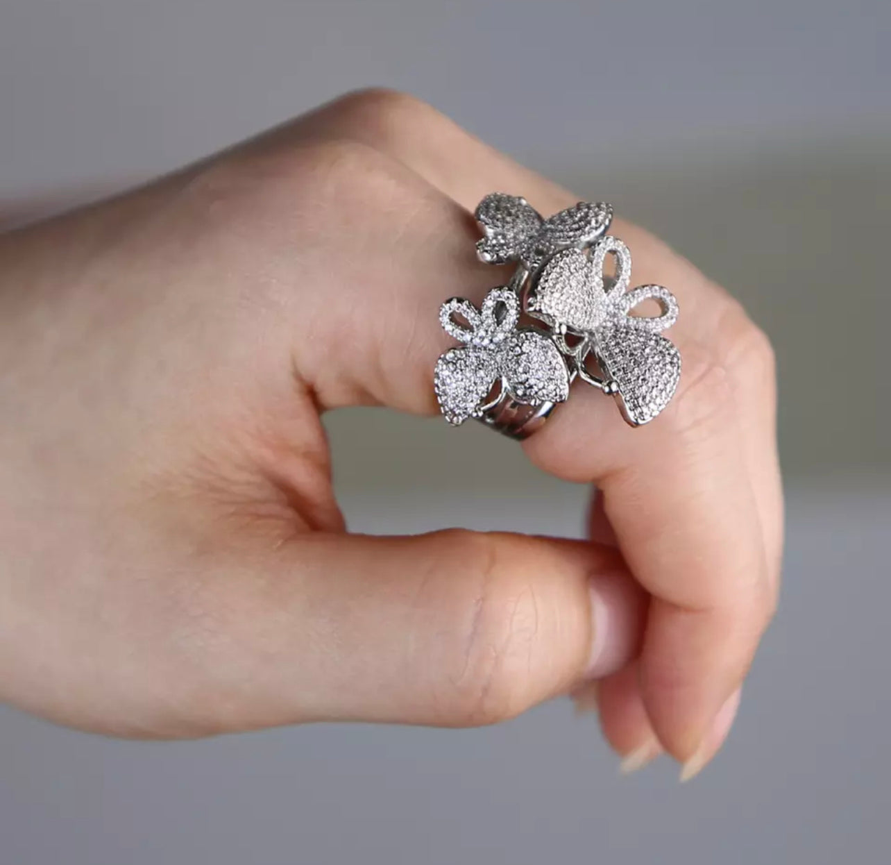 Triple Pave Butterfly Ring