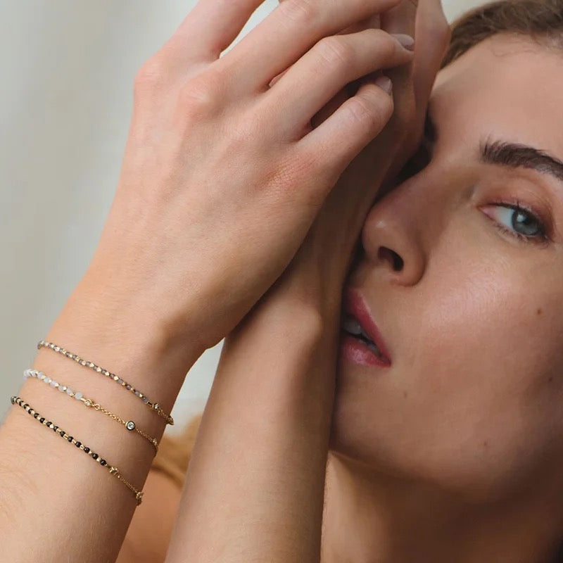 Rose Gold Obsidian Abyss Bracelet (925, 18k Vermeil)