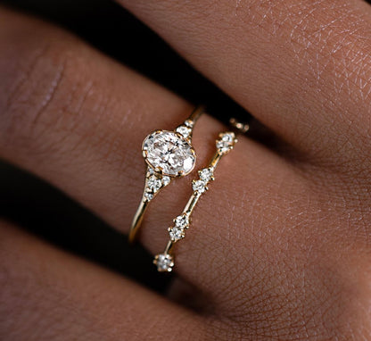 Gold Double Stone Stack Ring