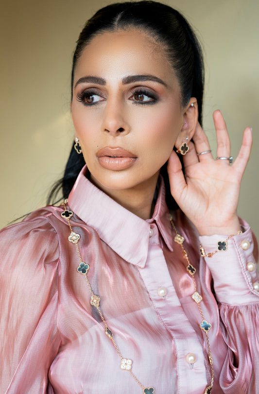 Ayesha Seedat Rose Gold & Grey Pear Vintage Pace Clover Set (925)