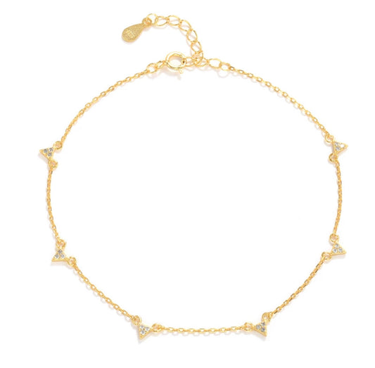 Gold Three Point Anklet