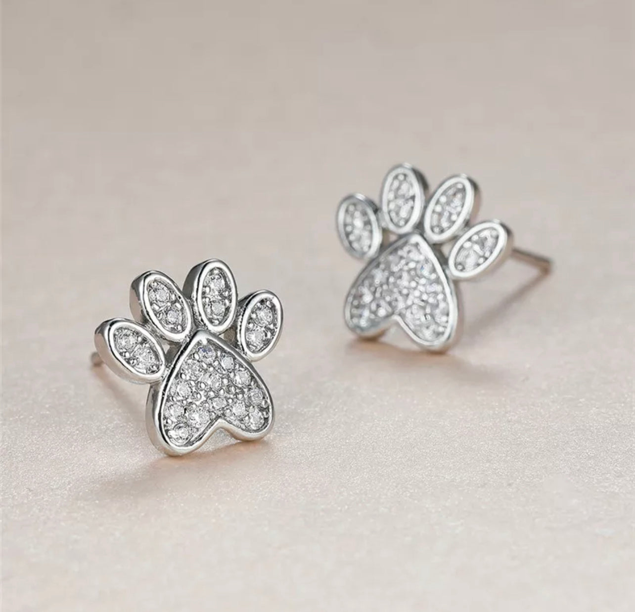Pave Paw Print Earring