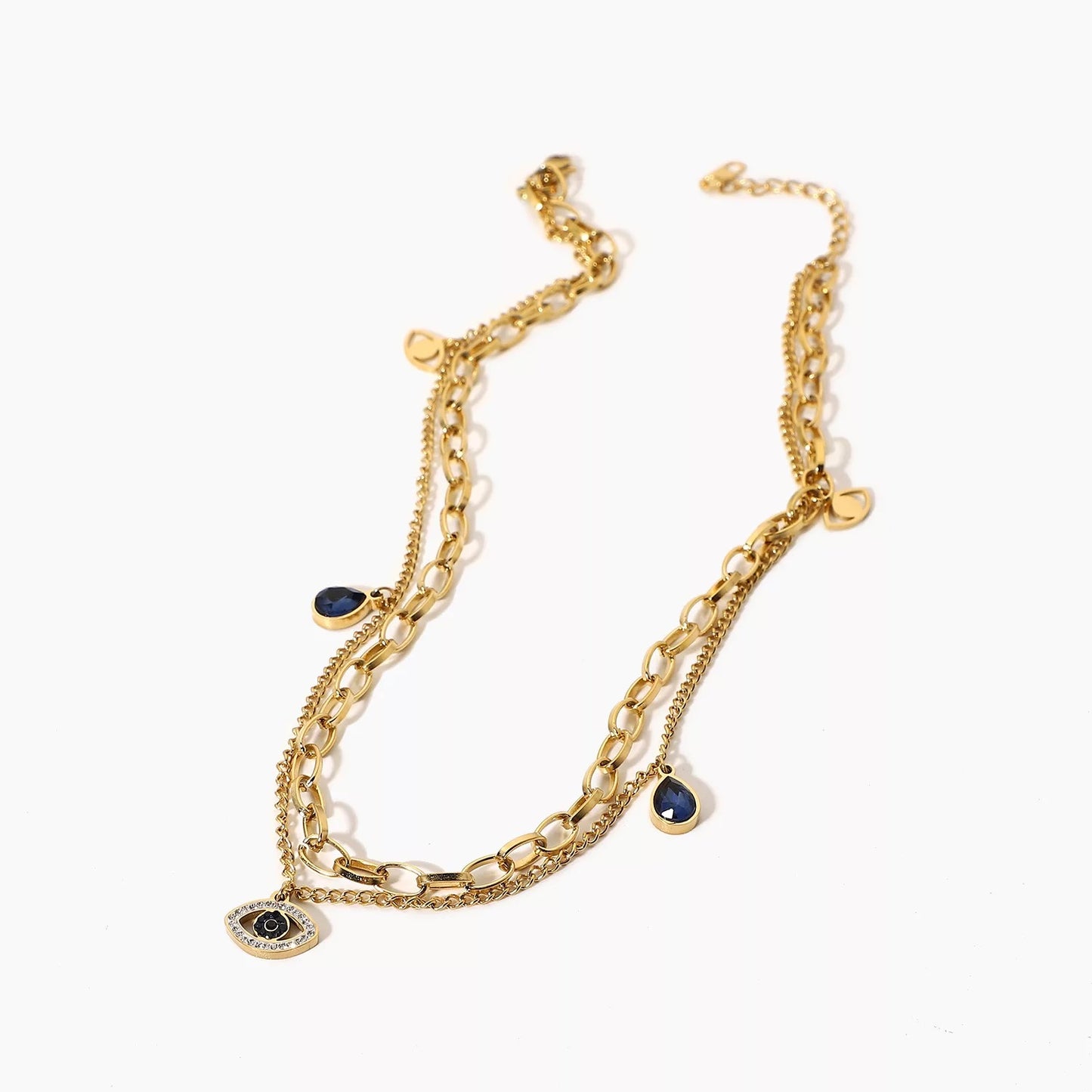 Gold Evil Eye Charm Necklace