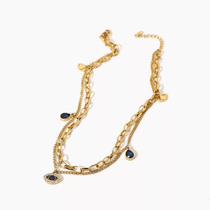 Gold Evil Eye Charm Necklace