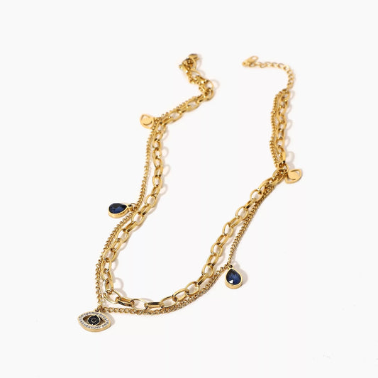 Gold Evil Eye Charm Necklace