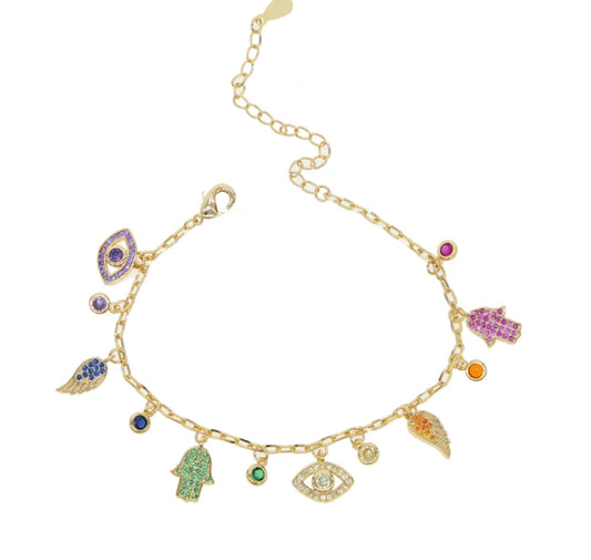 Gold Bohemian Charm Bracelet