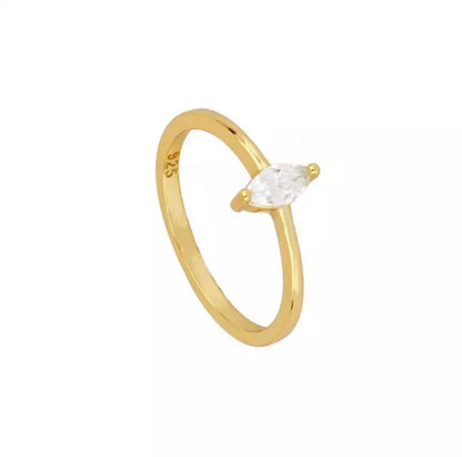 Gold Marquise Solitaire Stack Ring