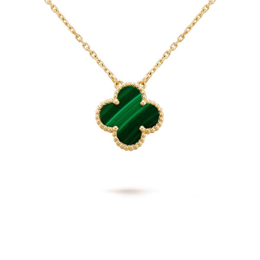 Gold & Green Clover Floating Pendant Necklace (925)