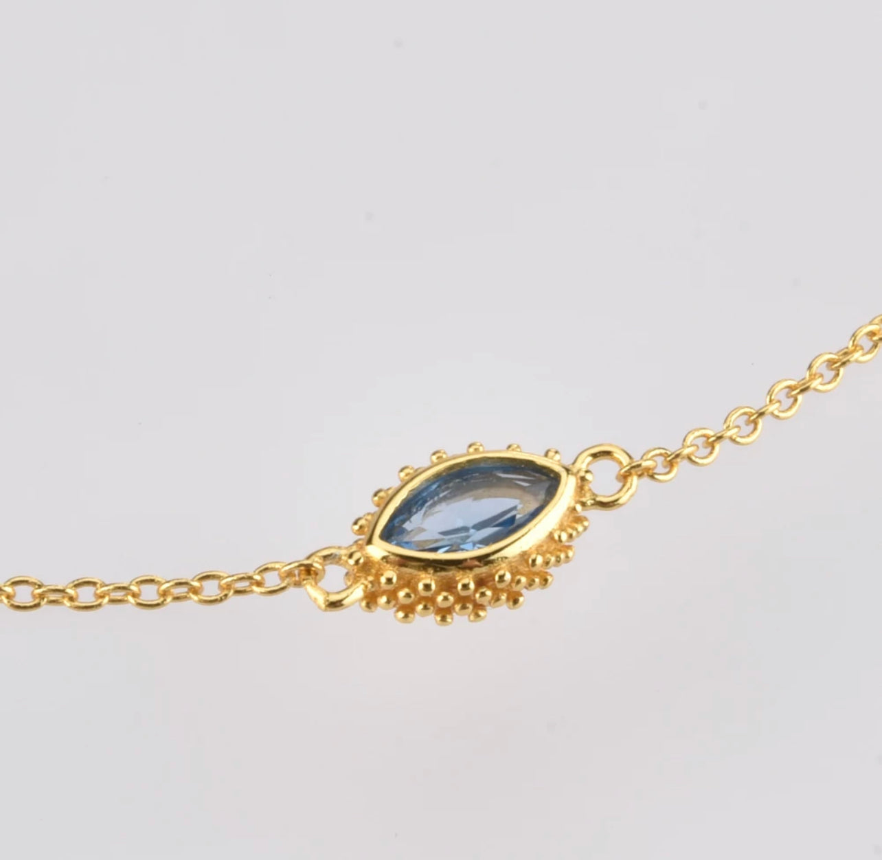 Beaded Floating Marquise Solitaire Necklace