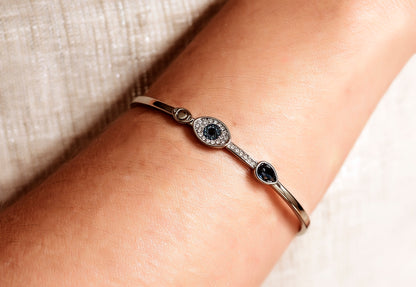 Silver Moonlight Evil Eye Bangle
