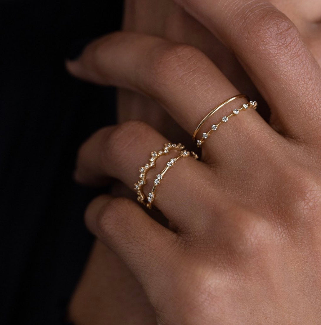 Gold Double Stone Stack Ring