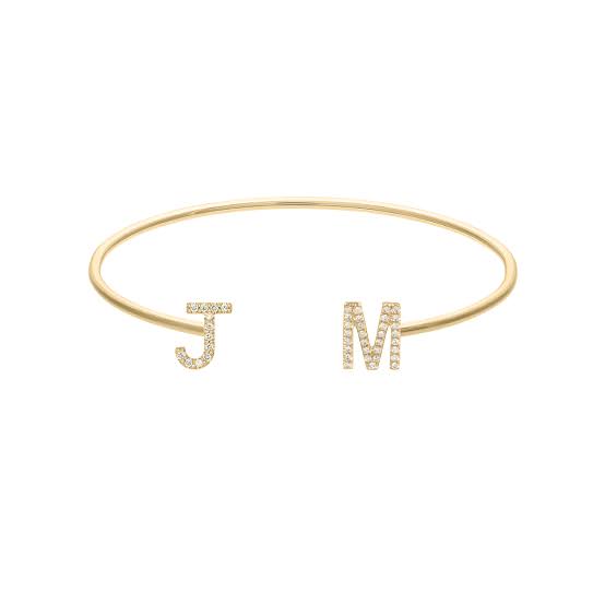 Ladies/Girls Gold Personalised Initial Cuff (54-56mm)