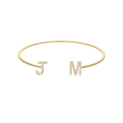 Ladies/Girls Gold Personalised Initial Cuff (54-56mm)