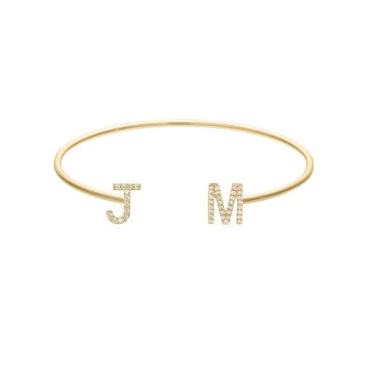 Ladies/Girls Gold Personalised Initial Cuff (54-56mm)