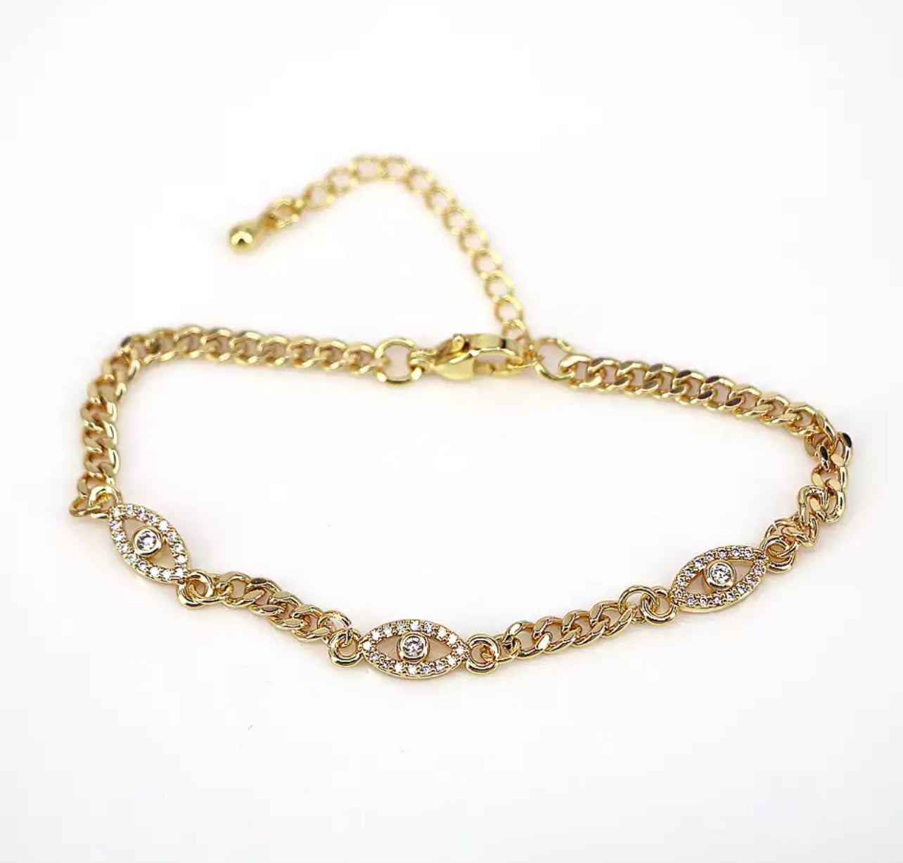 Gold Evil Eye Cuban Bracelet