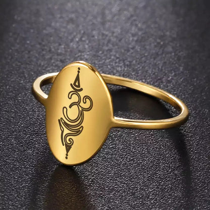 Gold Amulet Aum Ring