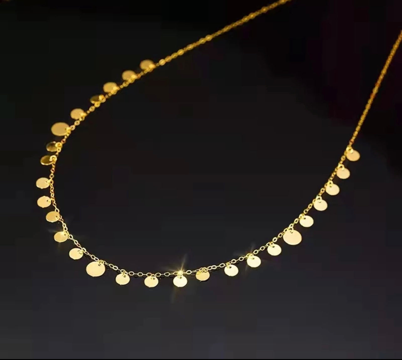 18k Gold Disc Necklace