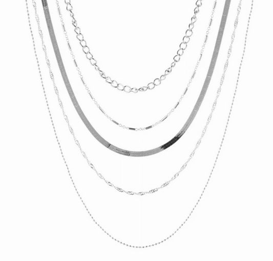 Five Layer Silver Necklace