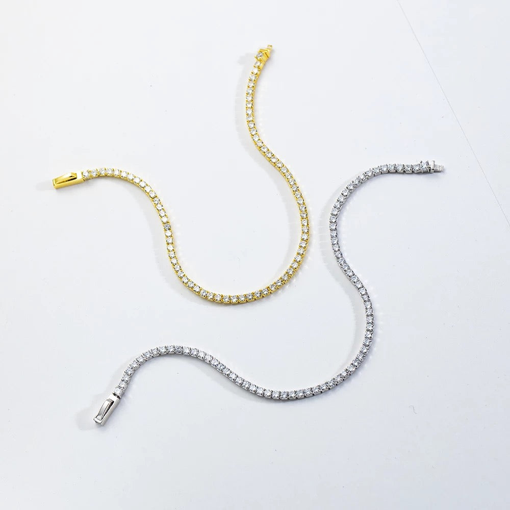 Silver Locker Tennis Bracelet (2mm)